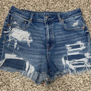 American Eagle Outfitters Women's Ripped Blue Jean Shorts
